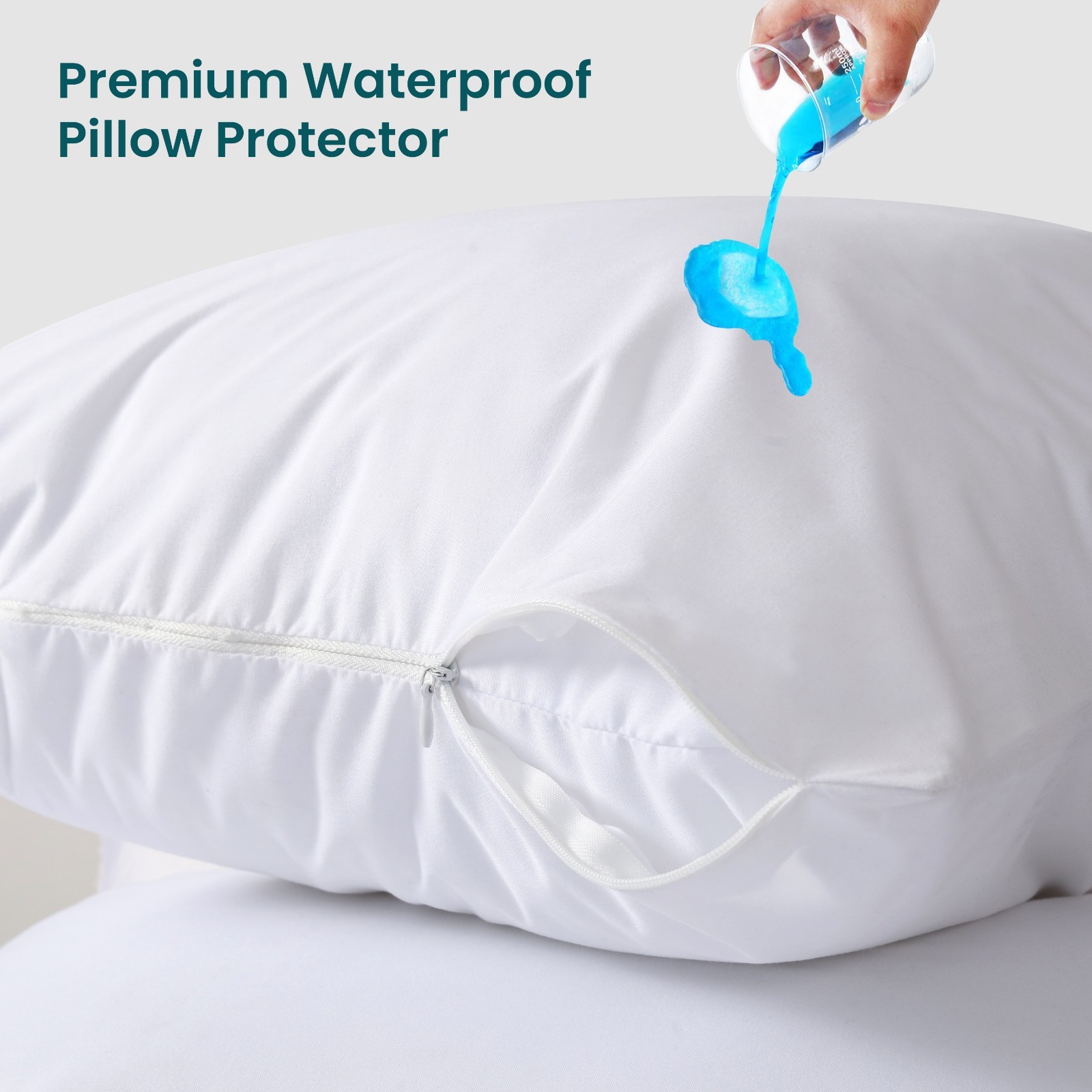 100% Waterproof Pillow Protectors With Zipper 2 Pack Standard Queen King Size