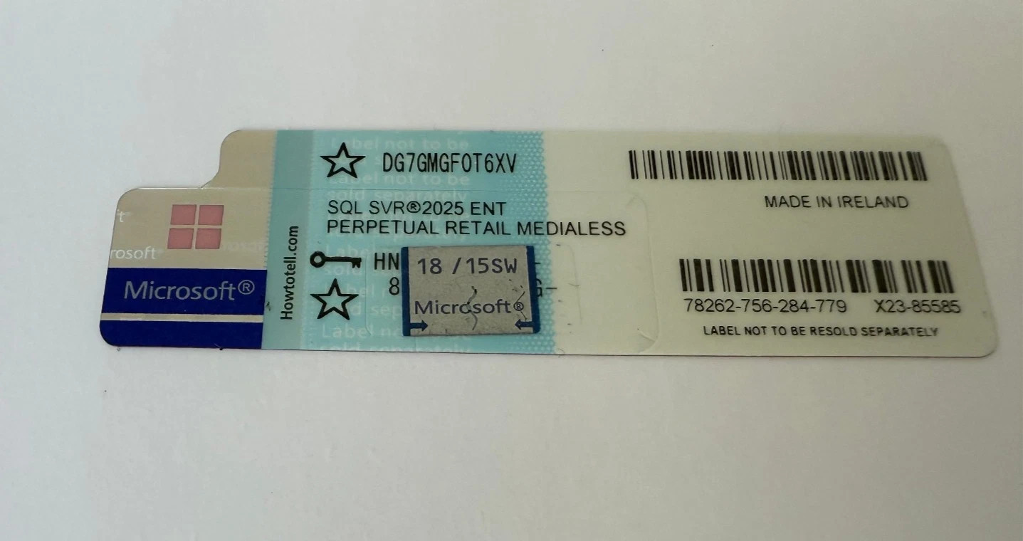 Microsoft SQL Server 2025 ENTERPRISE 40 Core Unlimited User CALs CoA GENUINE