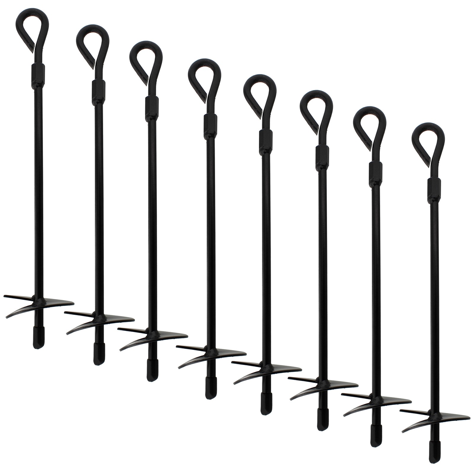 BISupply Ground Anchors, 15in - 8pk Black Shed Anchor Kit Ground Stakes