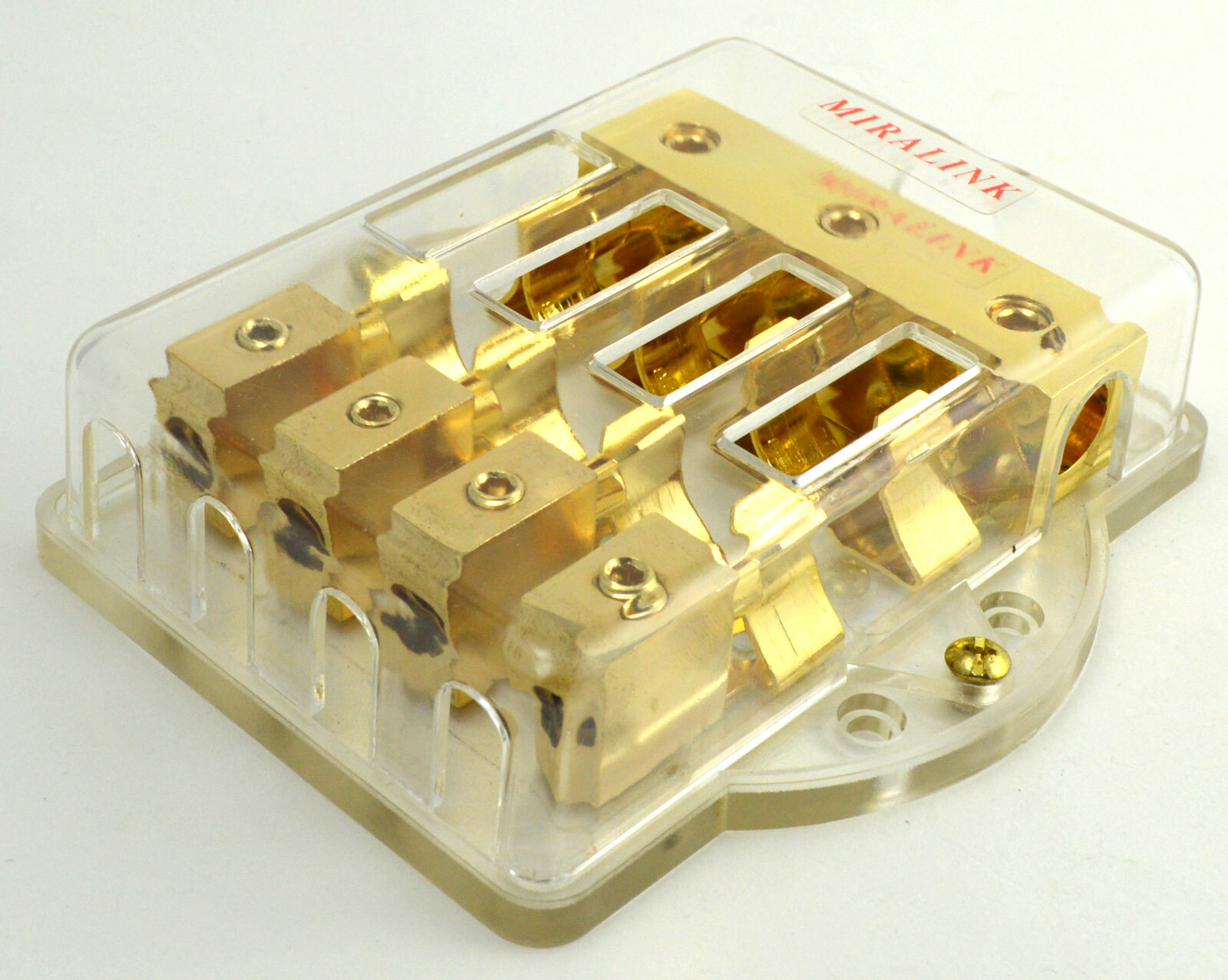 4-Way Power MAXI Fuse Holder Distribution Block (3) 4 Gauge in - (4) 8 Gauge Out
