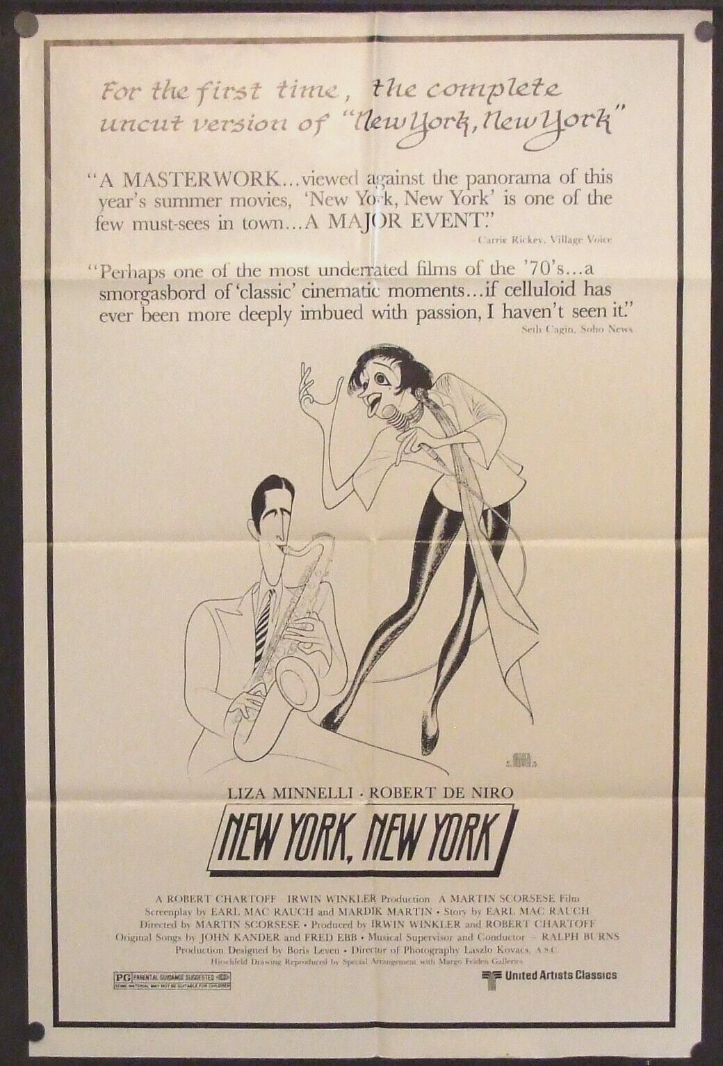 NEW YORK, NEW YORK 1977 movie poster Liza Minelli, Robert De Niro