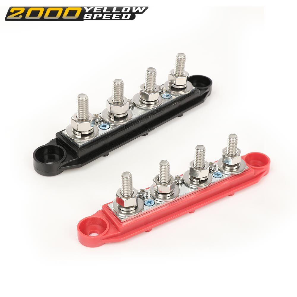 5/16" 12V 250A 4 Post Busbar Bus Bar Power Distribution Block With Cover 2Pcs US