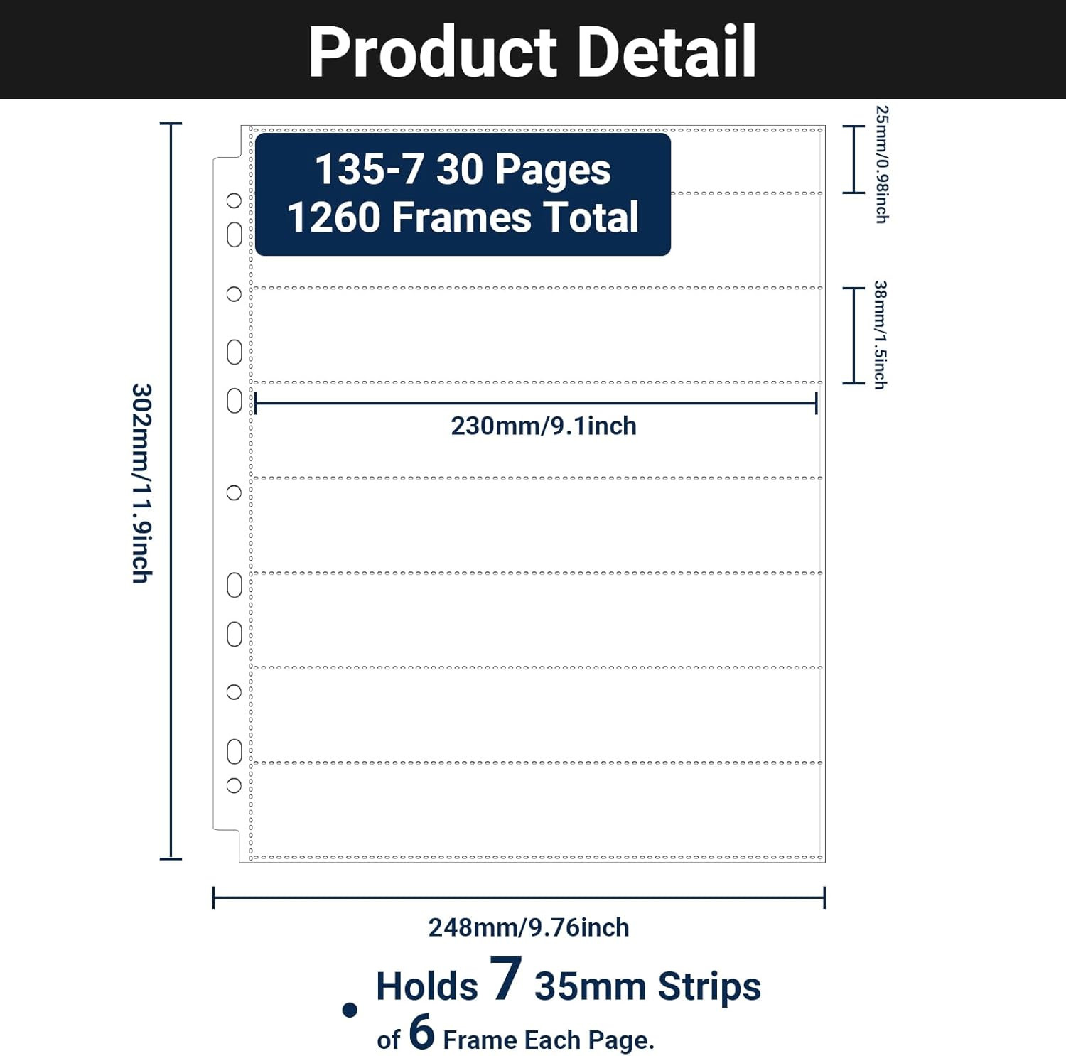 35mm Film Holder 135-7 Pack of 30 Acid Free Film Negative Sleeves 35mm Negativ