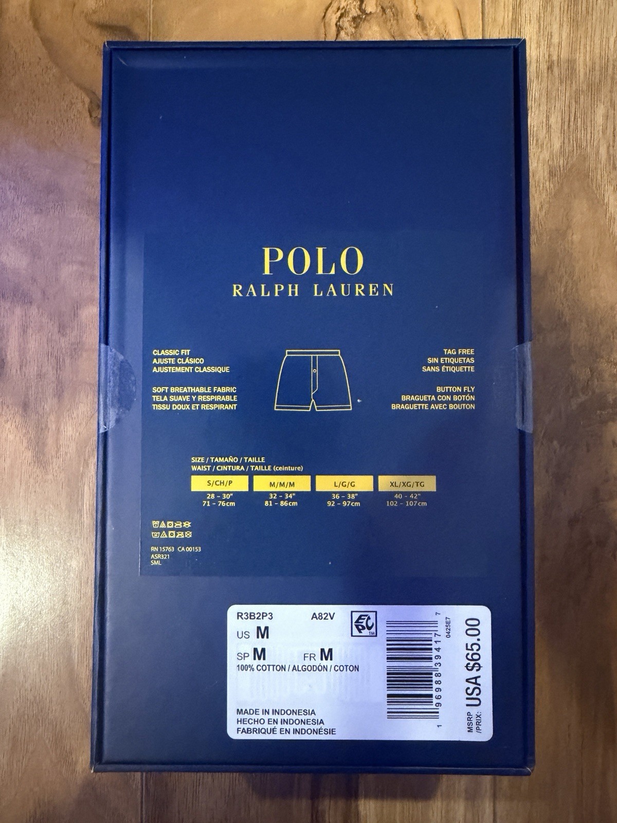Men’s Polo Ralph Lauren Classic Fit Woven Boxers 3 Pack 100% Cotton Size Medium