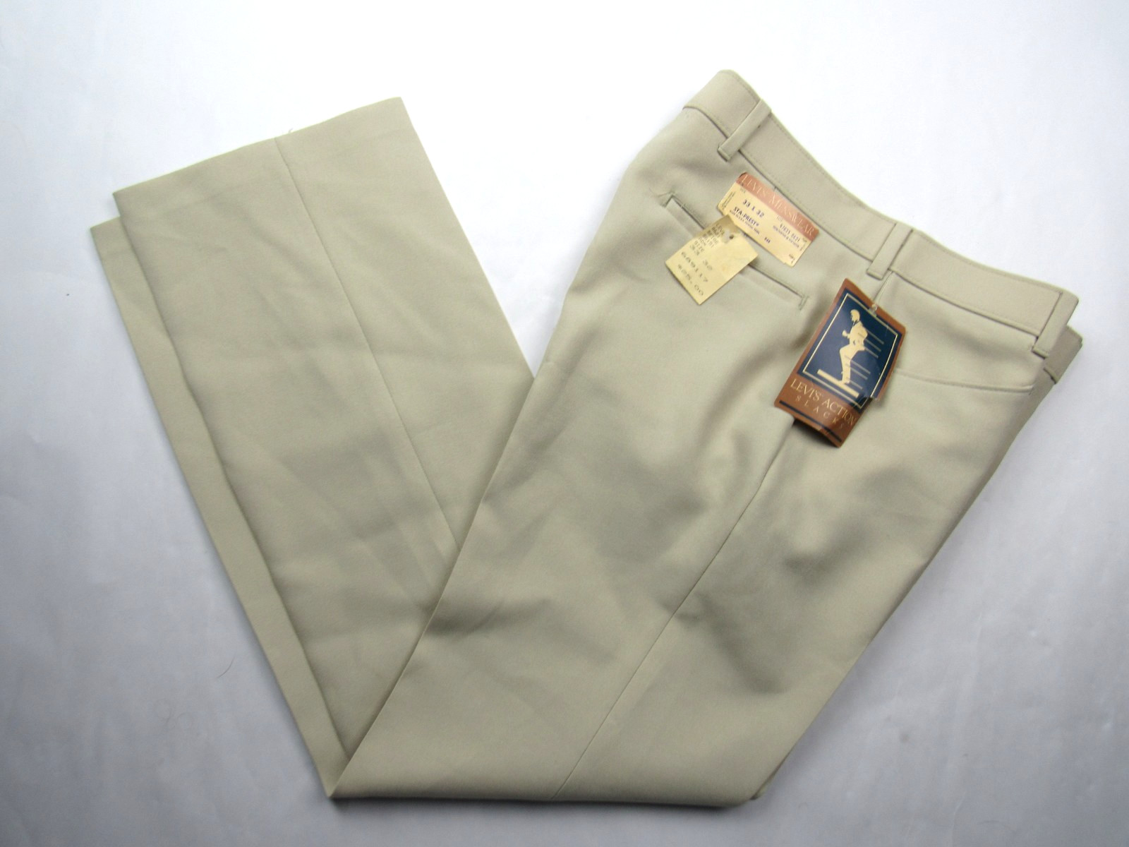 Vtg NOS Levi’s Menswear Action Slacks Sta Prest 33x32 Beige Pants 70s 80s NWT