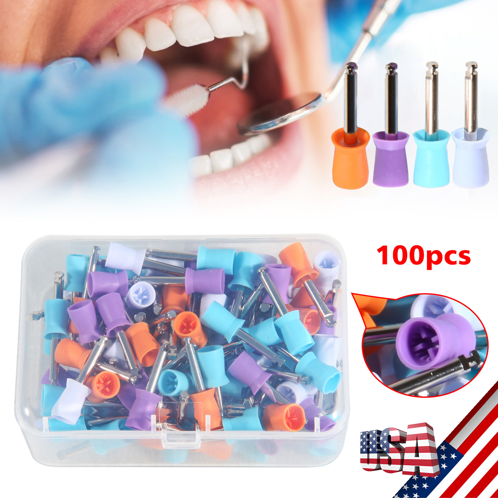 100-1000*Dental Rubber Prophy Tooth Teeth Polish Polishing Cups Latch Type Brush