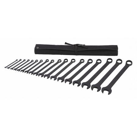 Westward 54Dg08 Combination Wrench Set, Black Oxide, 1/4 In To 1 1/4 In Head