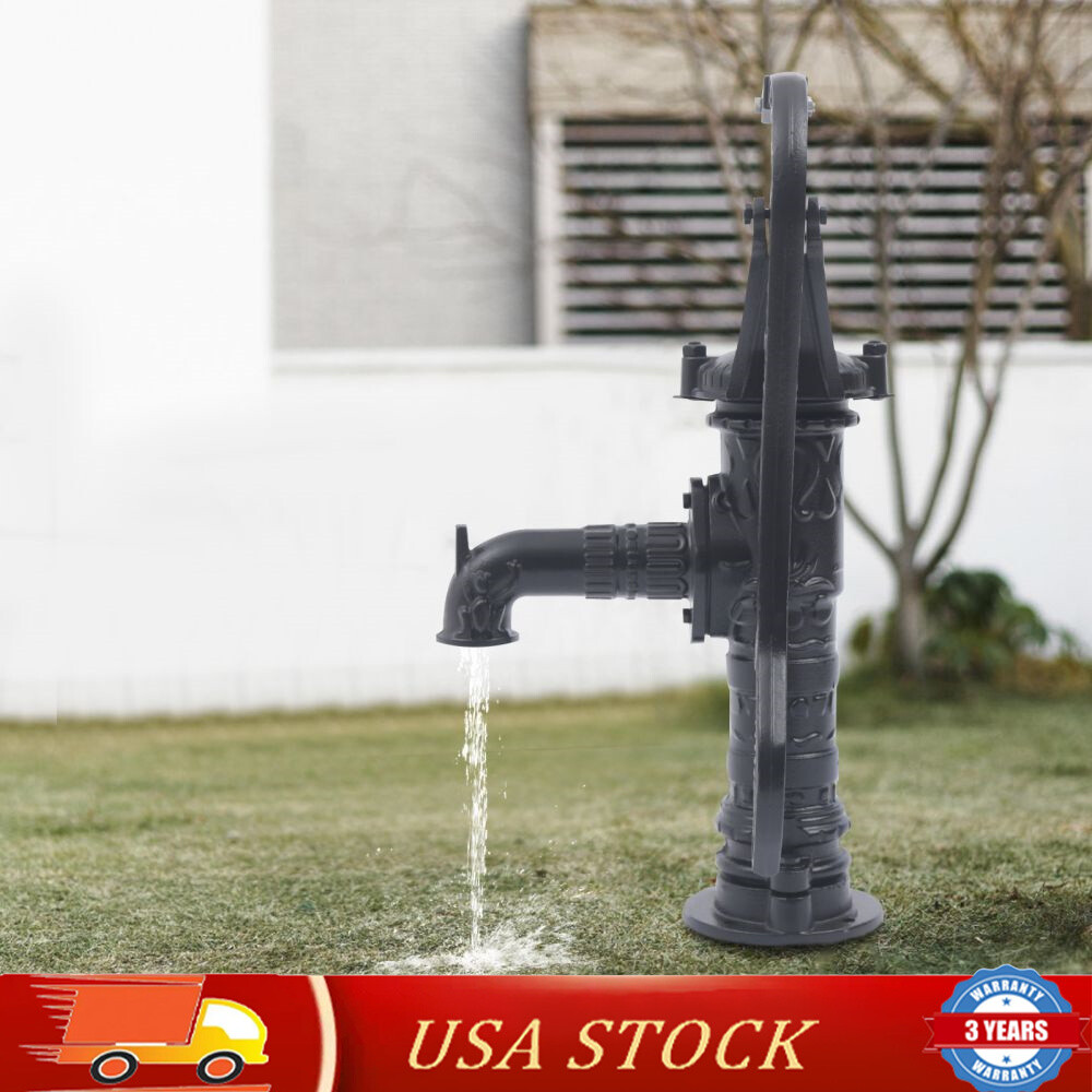 Cast Iron Water Well Hand Pump 26 feet Black Rustic Garden Farmhouse Antique