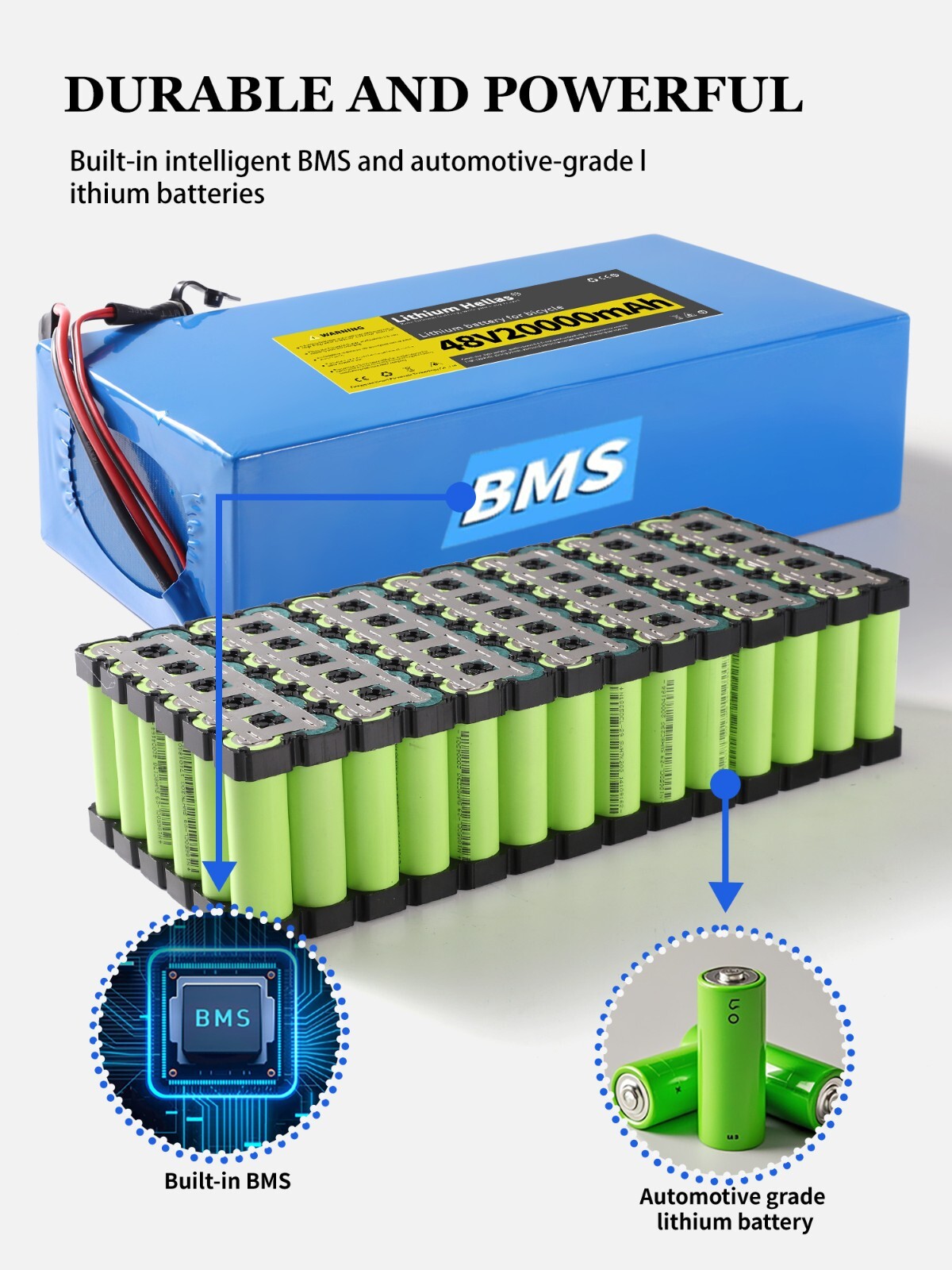 48V Lithium-ion Battery Pack 20Ah With 40A BMS For E-Bike E-Scooter Replacement