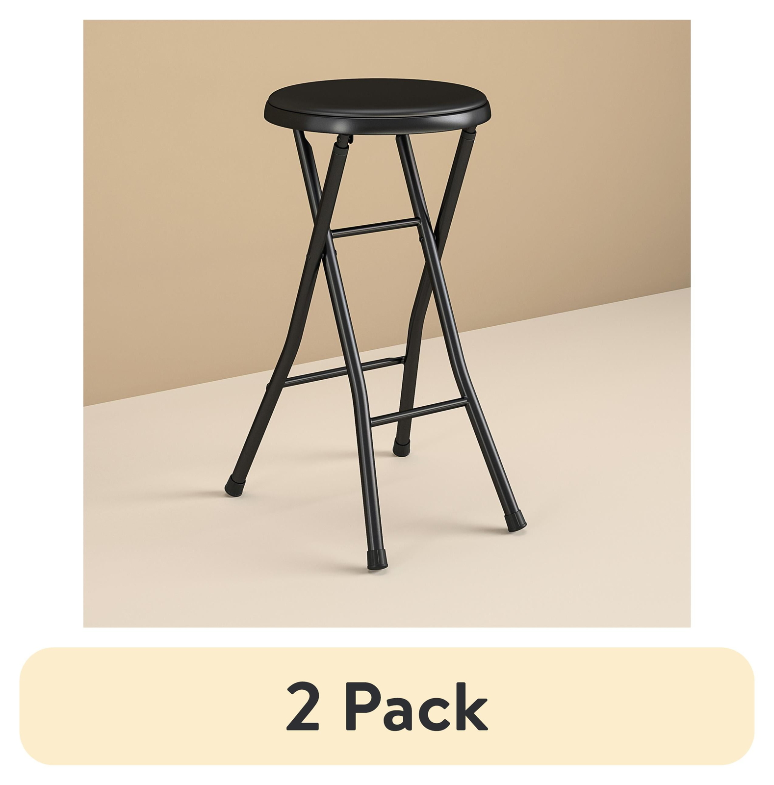 24" Vinyl Padded Folding Stool, Black