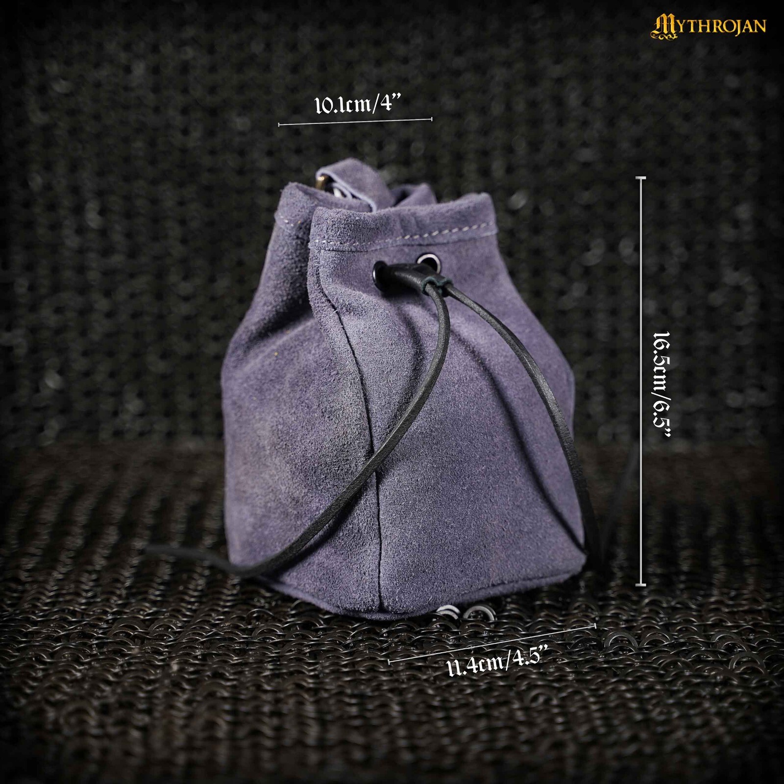 Medieval Belt Pouch Renaissance Accessories Suede Bag for LARP Cosplay - Blue