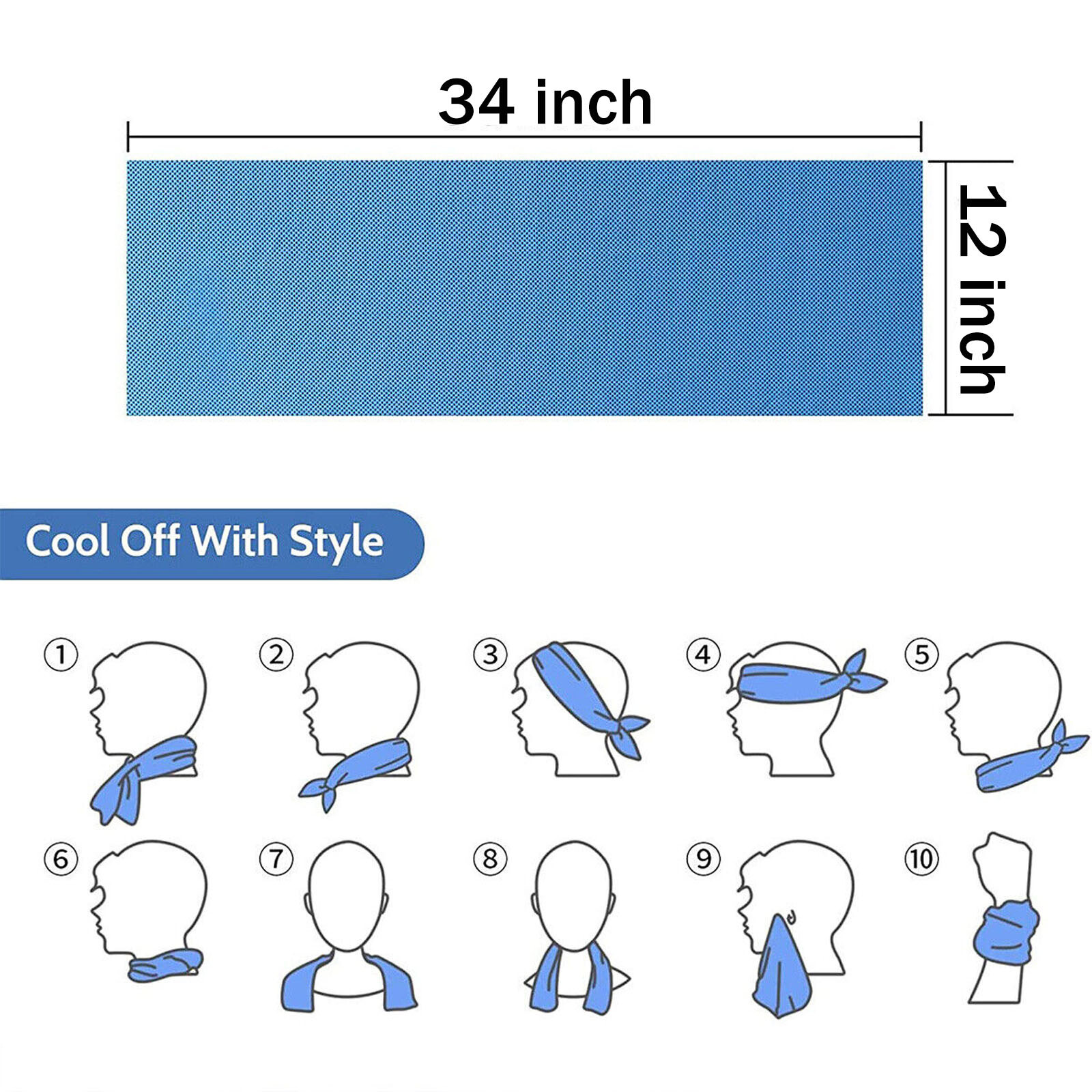 5 X Ice Cold Cooling Towel Neck Wrap For Sports Running Jogging Gym Instant Cool