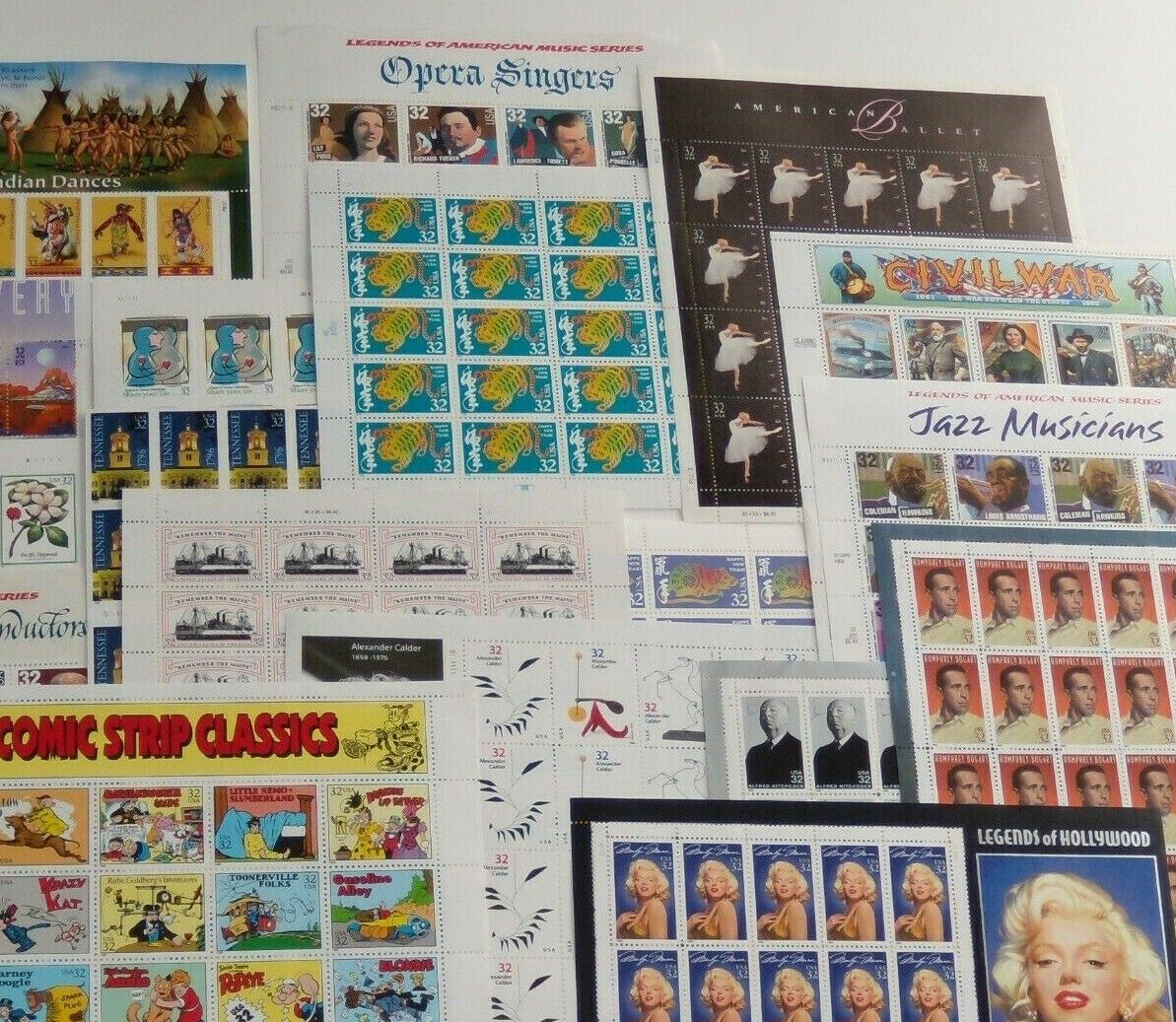 Five (5) Sheets x 20 = 100 of Assorted Mixed Designs of 32¢ US USA Postage Stamp