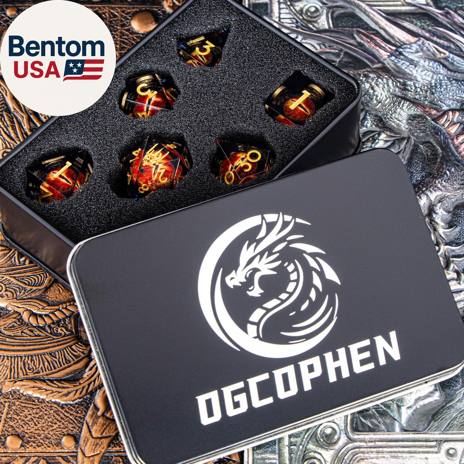 DND Gaze Eye Dice Set 7PCS Liquid Core Polyhedral Dice for Dungeons Dragons RPG