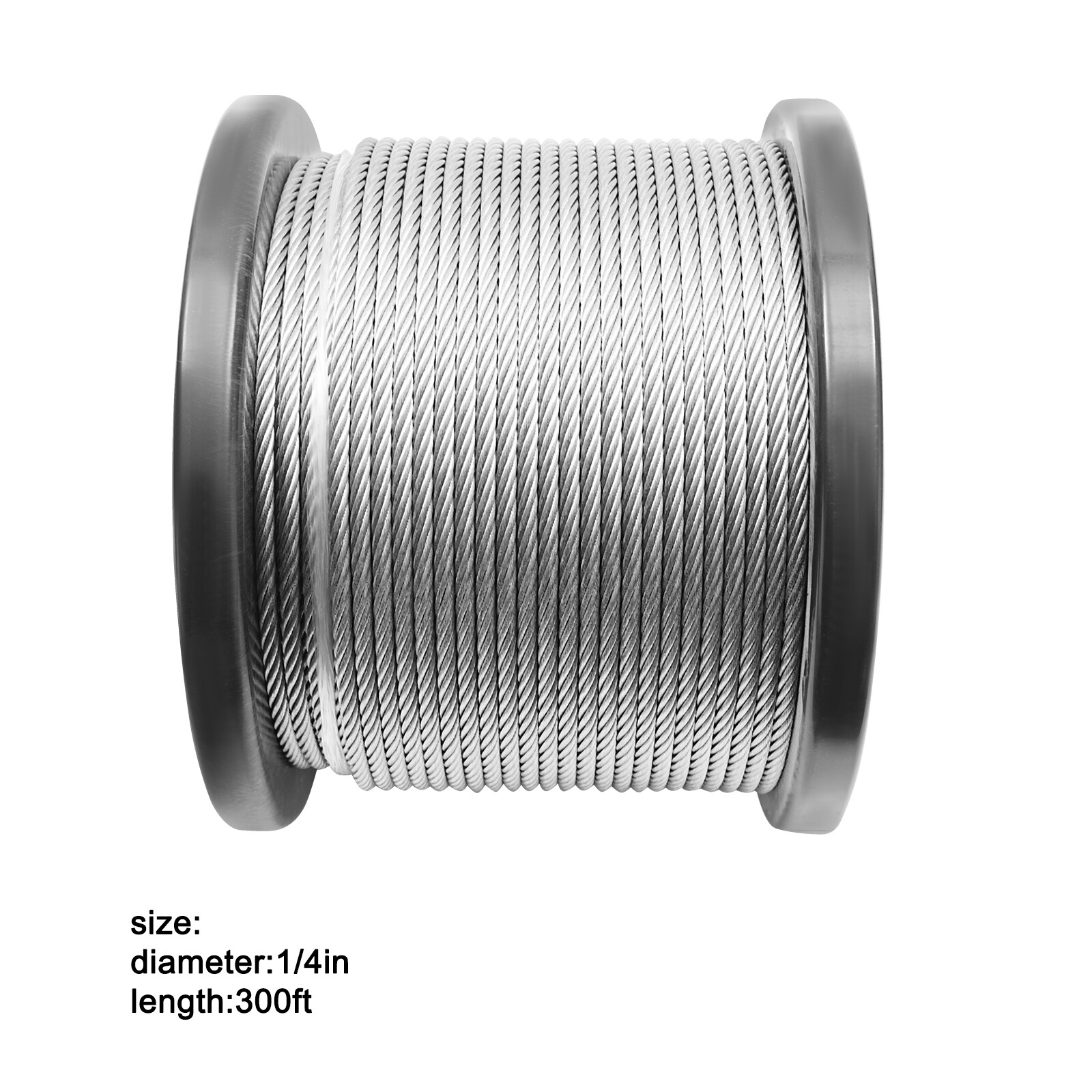 1/4 inch Stainless Steel Cable 300FT T304 7x19 Steel Wire Rope Aircraft Cable