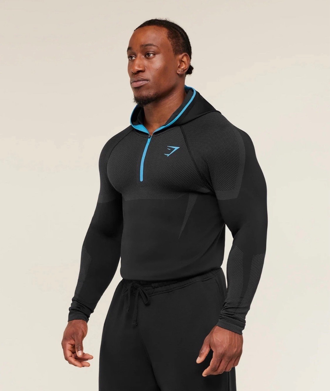 Gymshark Onyx 5.0 Seamless Hoodie - Black/Onyx Grey- IN HAND