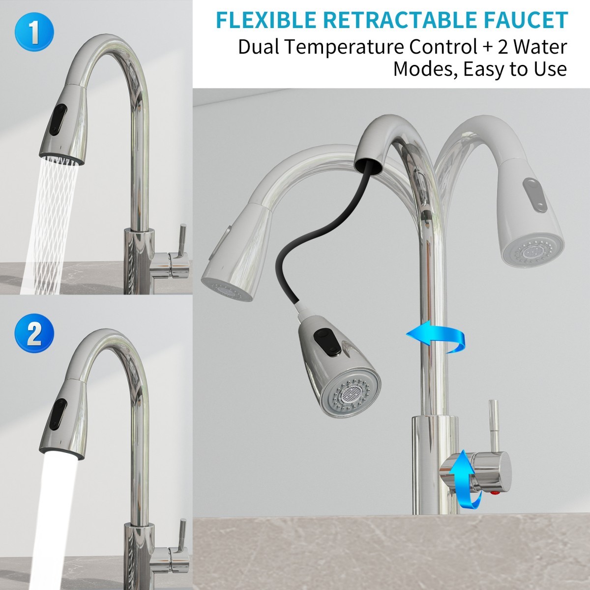 Stainless Steel Kitchen Sink 30" 32" Drop In Top Mount Double Bowl with Faucet