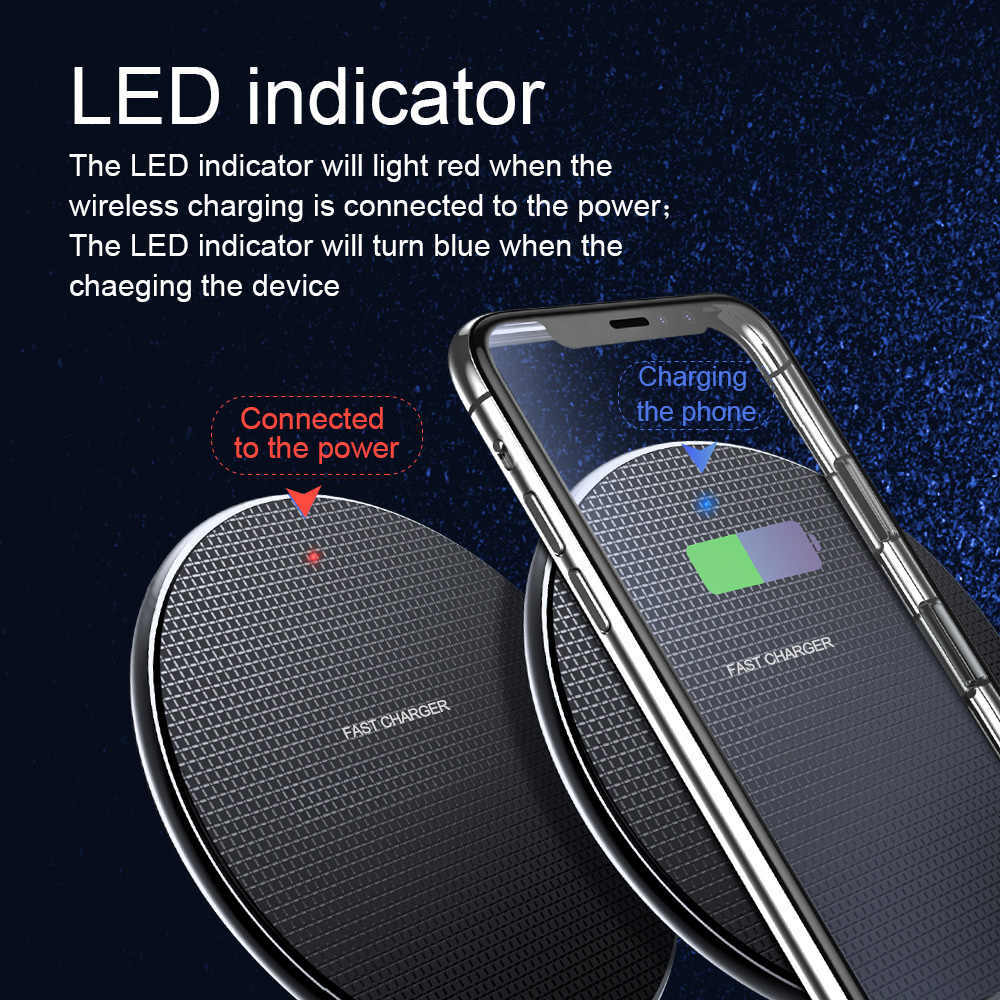Wireless Fast Charger Charging Pad Dock for Samsung iPhone Android Cell Phone