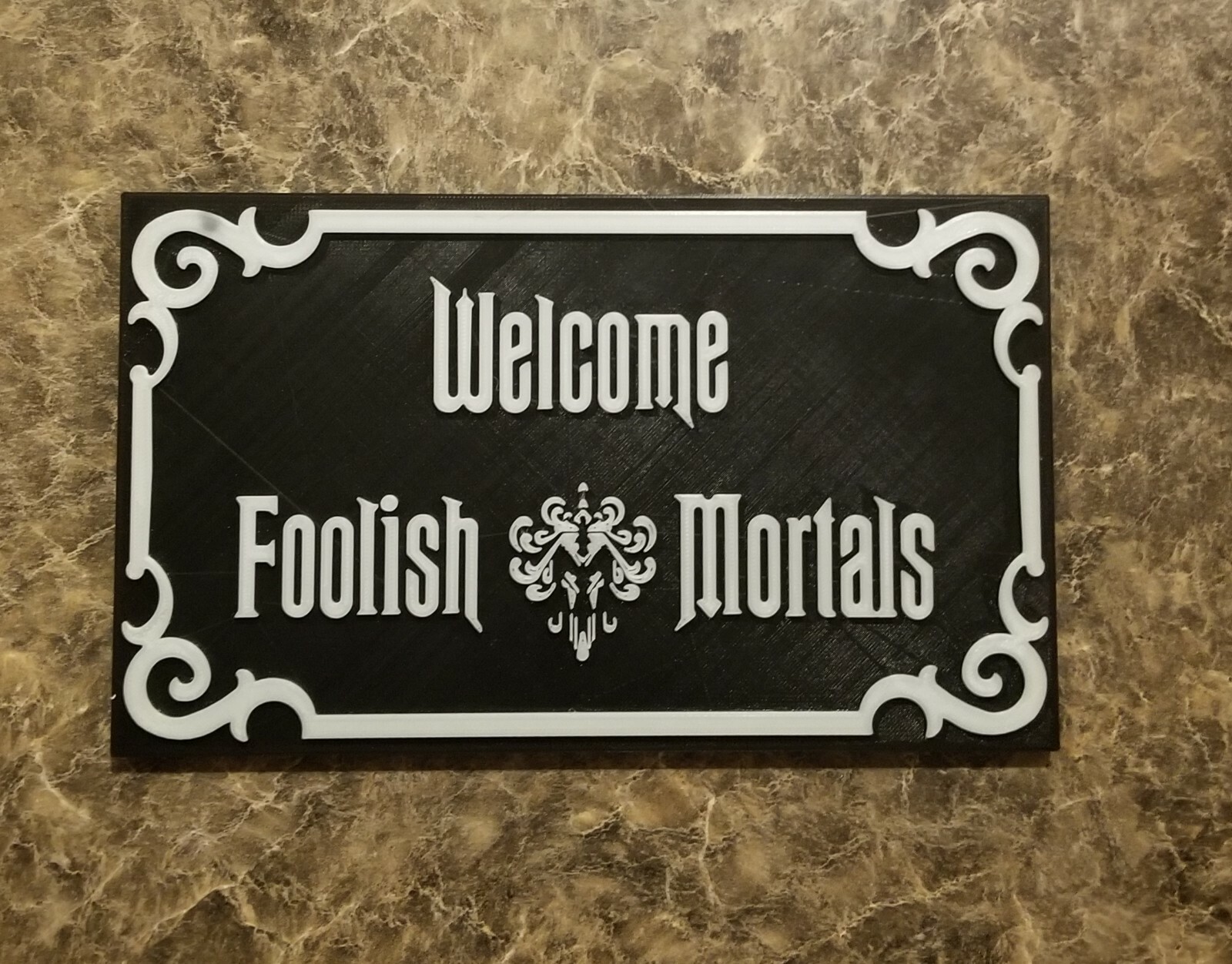 9" Glow in the Dark Haunted Mansion Inspired Welcome Foolish Mortals Prop Sign