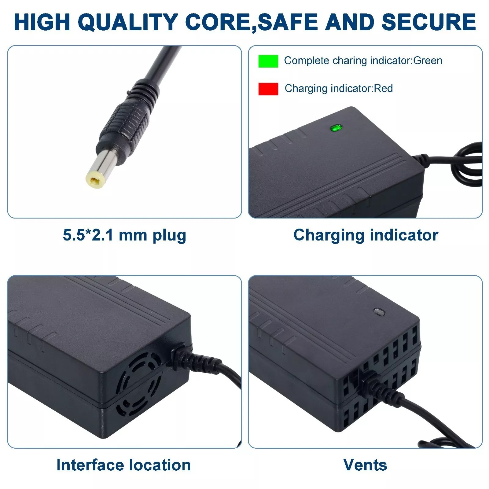 42V 2A Adapter Charger 36V Lithium Battery with 5.5mm*2.1mm DC Plug Port 84W