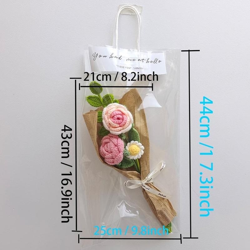 Knitting Crochet Artificial Flower Bouquet for Anniversary Housewarming Mom Gift