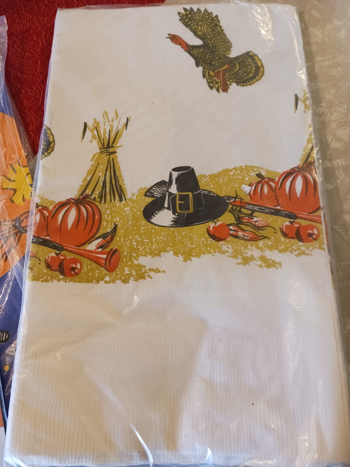 LOT ALL NIP Vintage Snoopy Halloween/ Thanksgiving Paper Table Covers 2 Turkeys