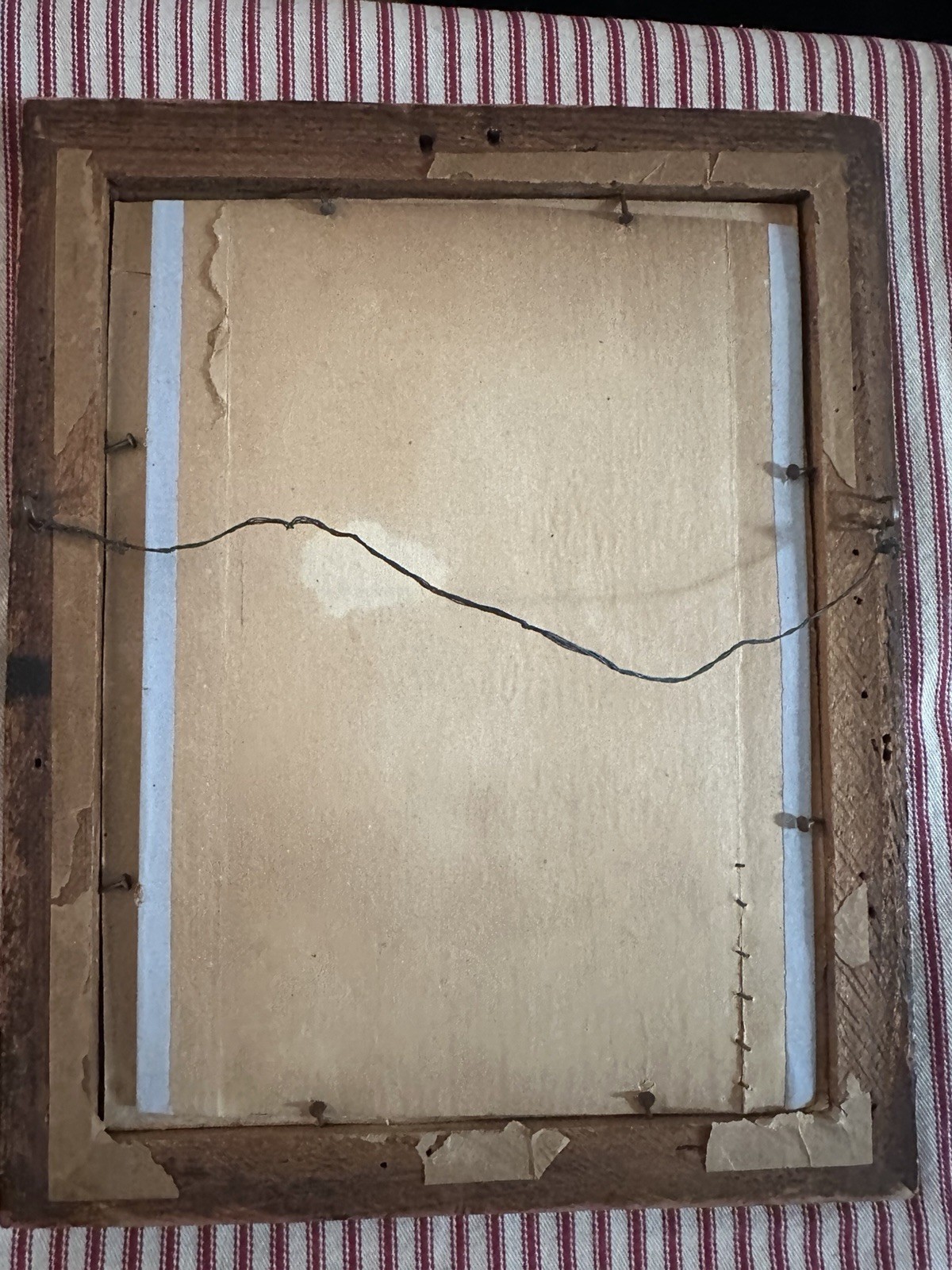 Antique Victorian Hairwork Calling Card Framed Ephemera