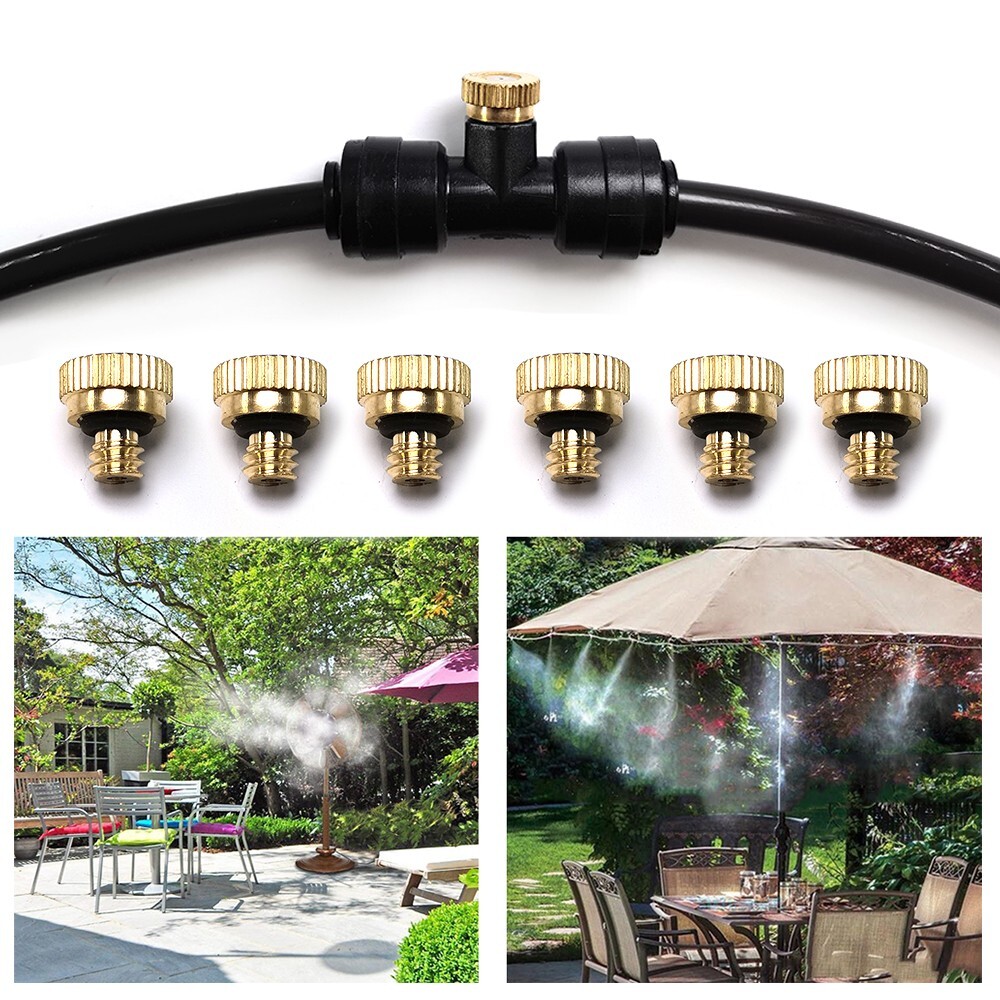 20x Brass Misting Nozzles Mister Sprinkler Outdoor Cooling System Garden Sprayer