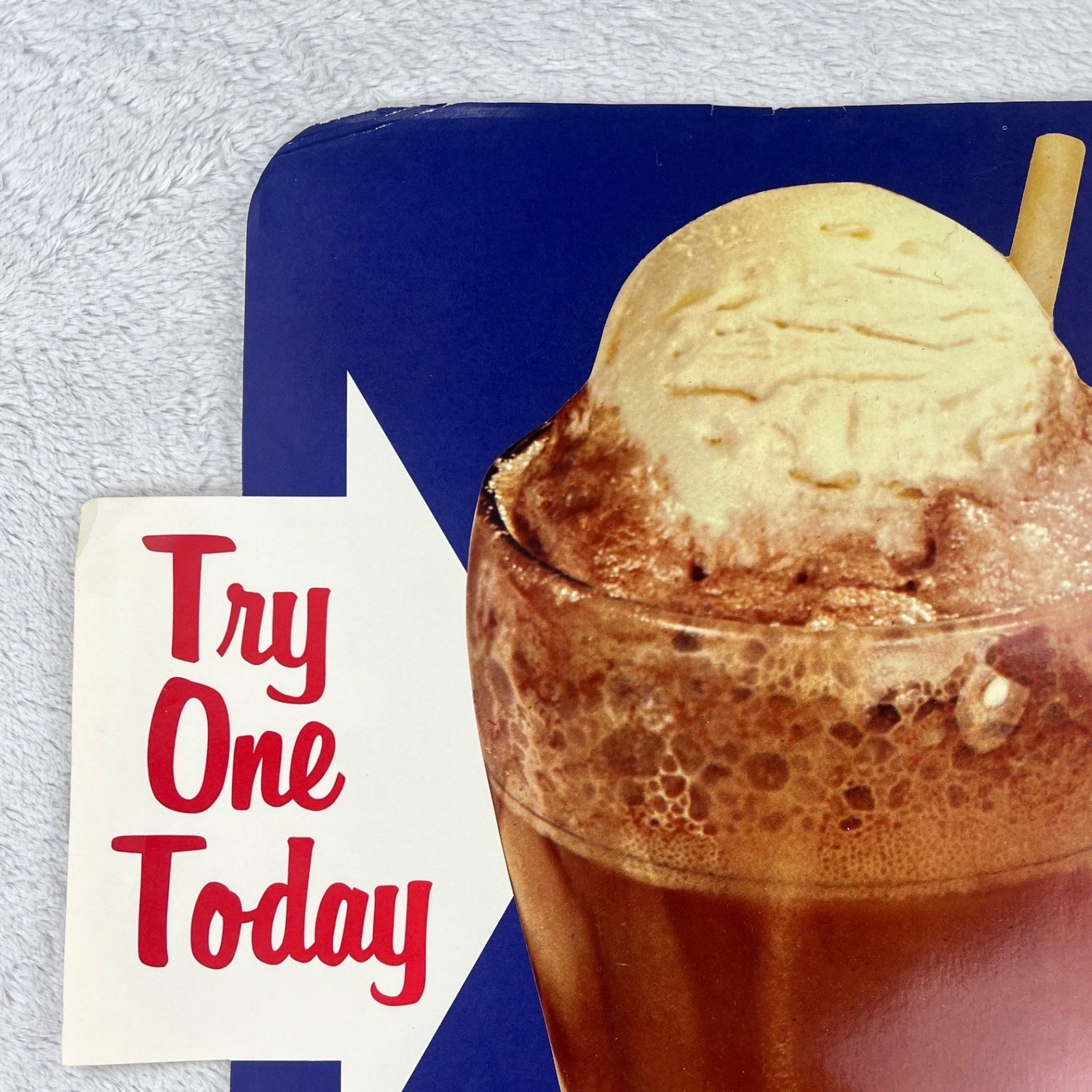 1950s Velvet Ice Cream Chocolate Vintage Diner Sign 25" Paper Soda Fountain USA