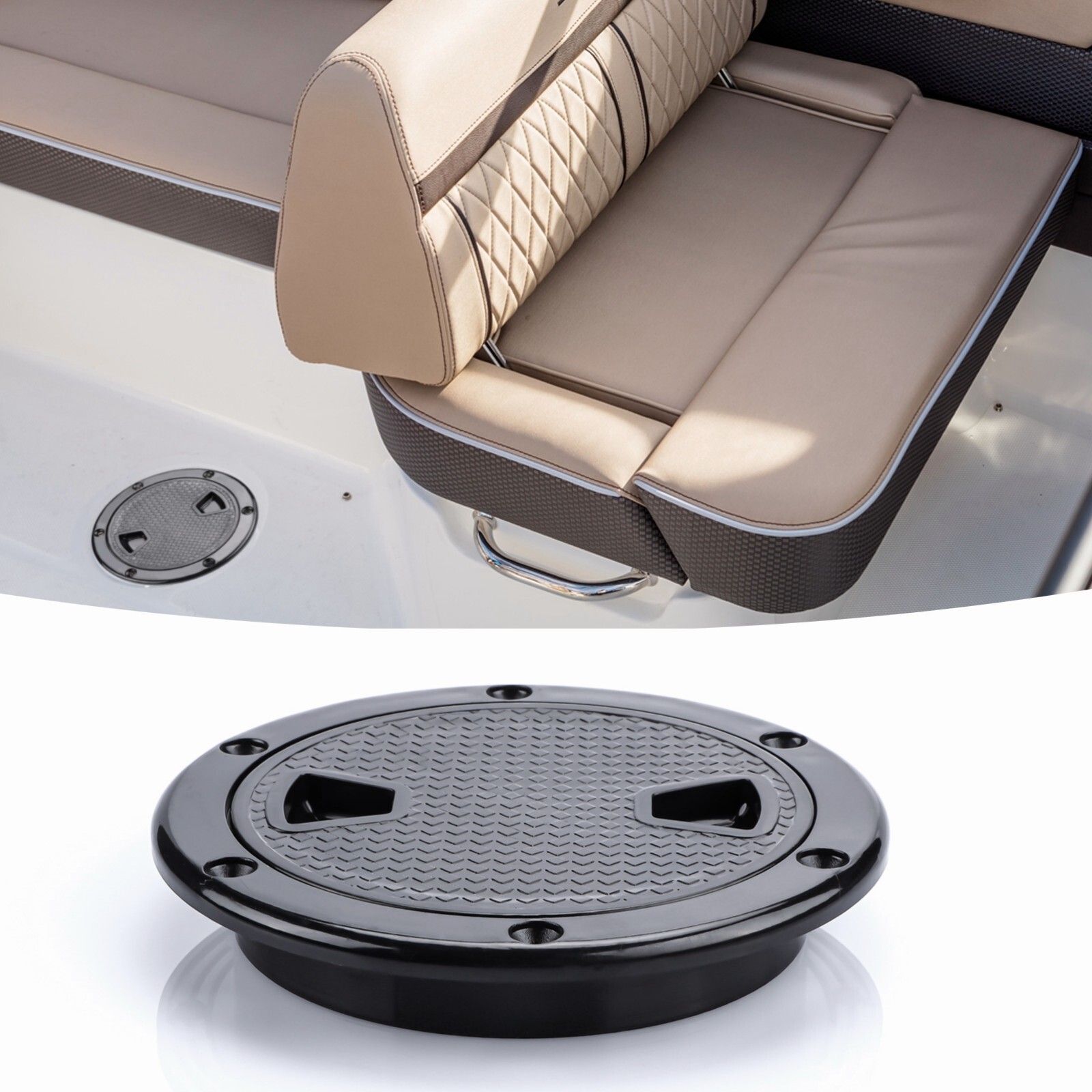 4-Inch Black Round Boat Hatch with Detachable Cover Marine Deck