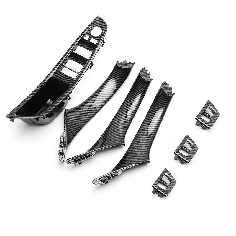Inner Door Panel Handle Pull Trim Cover For BMW F10 F11 520i 528i Carbon Fiber