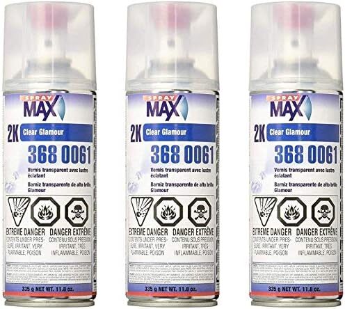 Spraymax 2K Clear Coat Aerosol Spray Cans - 3 Pack - High Gloss Automotive