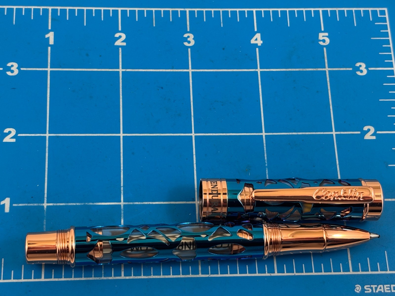 Judd's NEW Conklin Endura Deco Crest Demo Blue Rose Gold Rollerball Pen