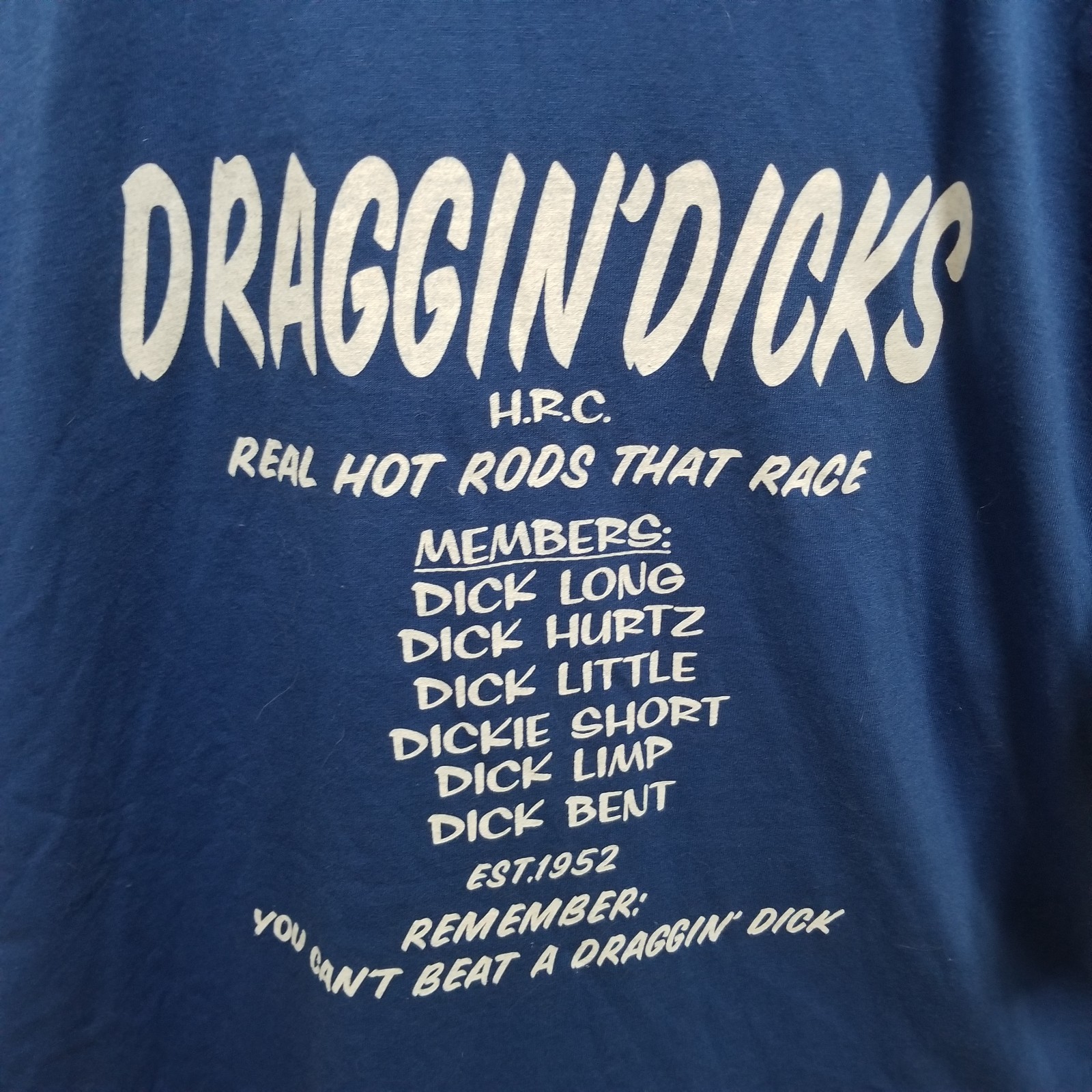 Draggin' Dicks Hot Rod Club Polo Shirt w/Member Names on Back SIZE XL Vintage