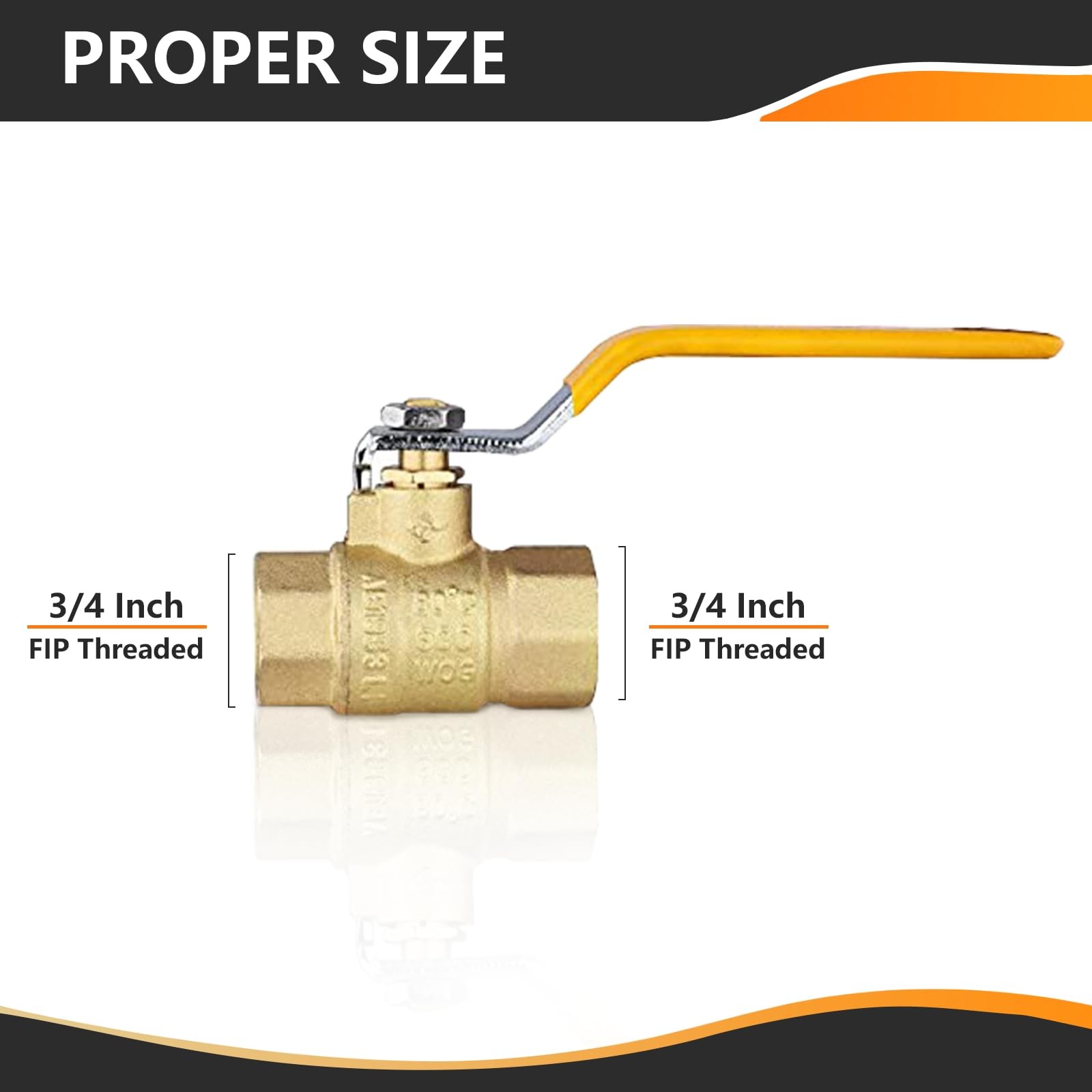 1-Pack 3/4 Inch FIP Threaded Ball Valve, Brass Full Port Shut-off Valve,3/4" ...
