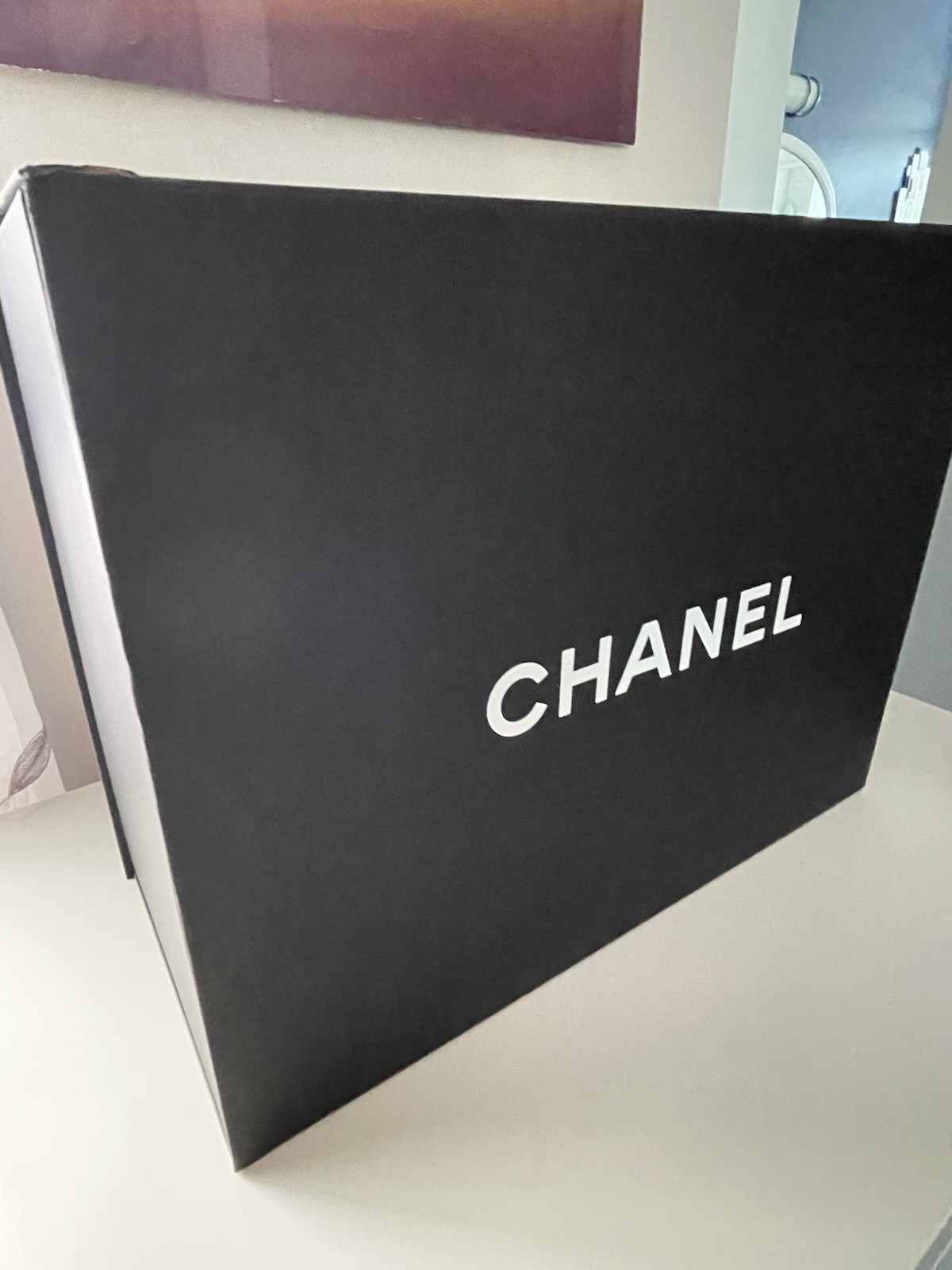 Auth Chanel Black Magnetic Gift Box XL Classic Flap 18” X 14” X 8” Flaws