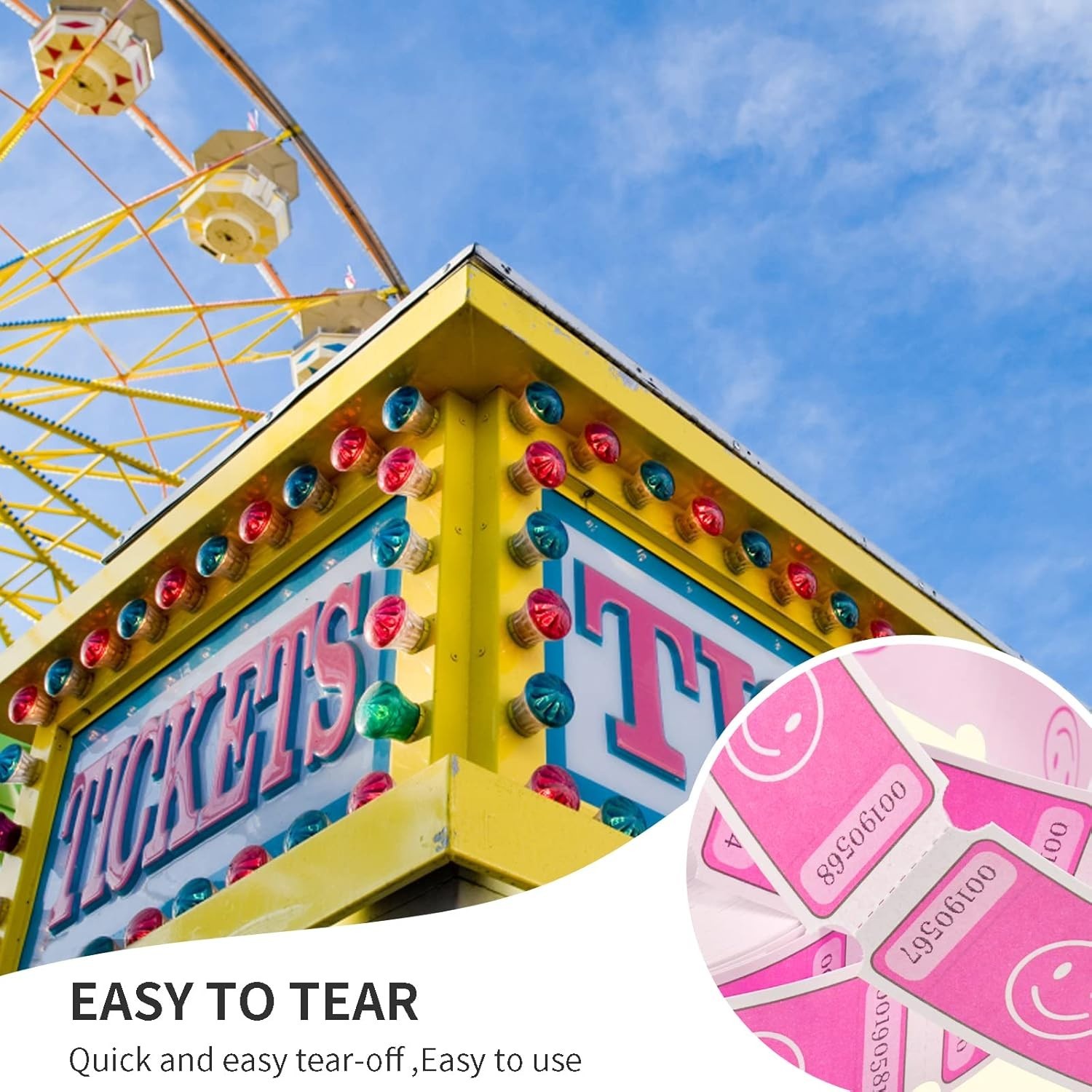 Smiley Face Raffle Tickets - 1000 Pink Perforated Tickets for All Your Events