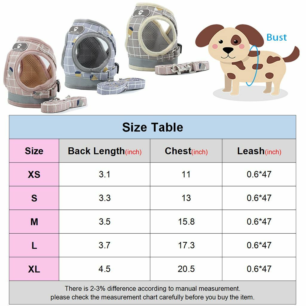 Mesh Padded Soft Puppy Pet Dog Harness Breathable Comfortable Colors XS S M L XL