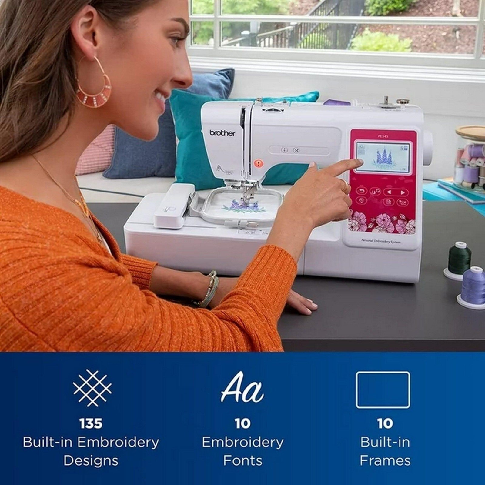 Brother PE545 Embroidery Machine with Hoops & Embroidery Threads