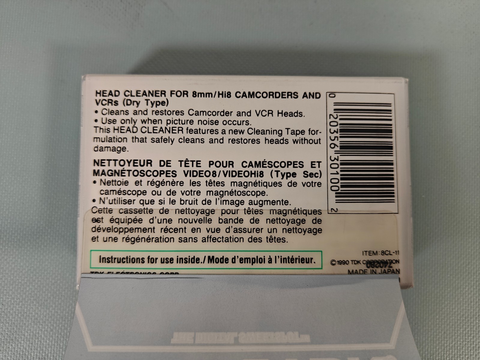 TDK 8mm Hi8 Head Cleaner New Sealed 8CL-11