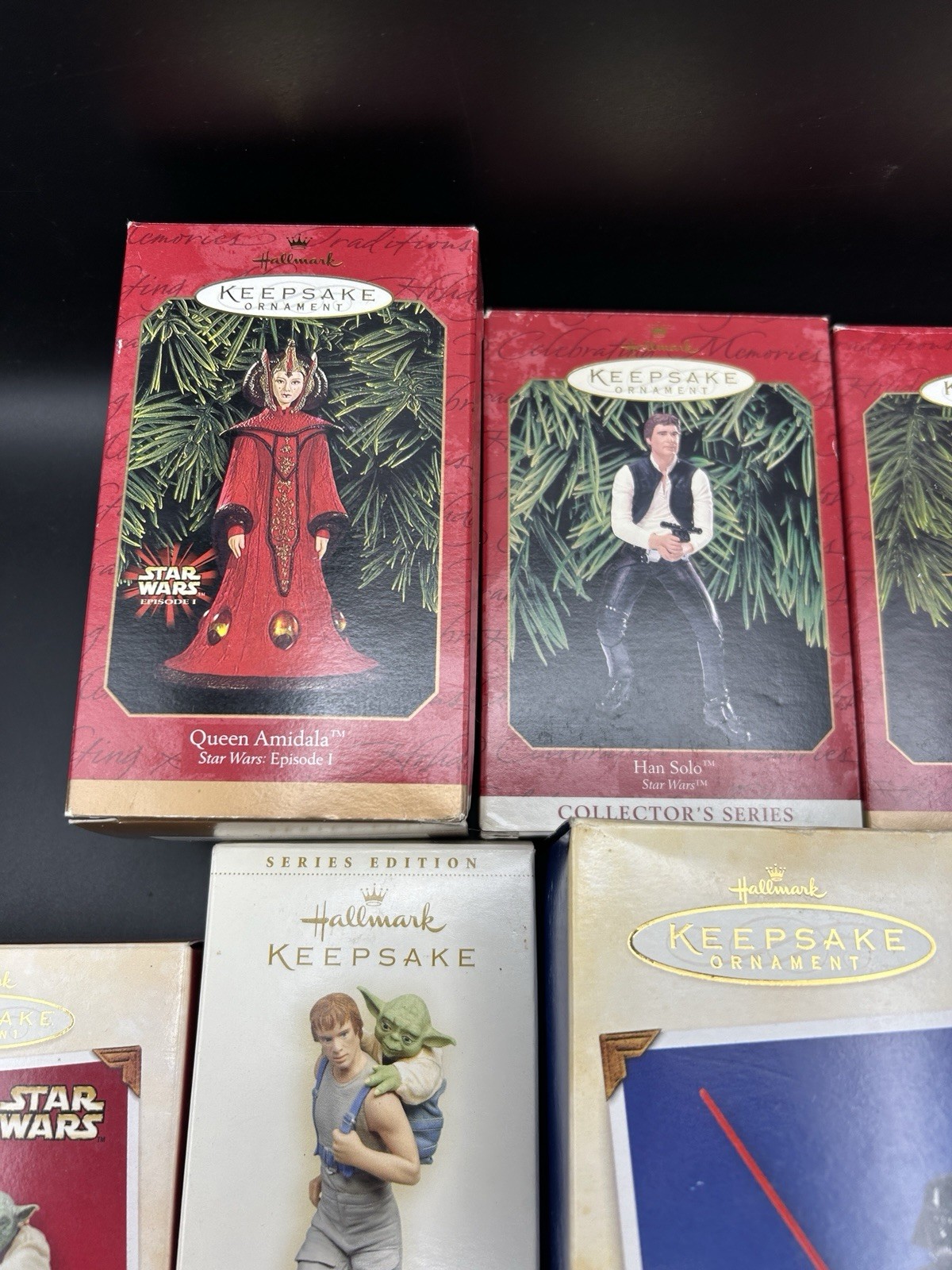 Hallmark Keepsake Star Wars Ornament Lot Boxed Darth Vader Han Solo Boba Fett