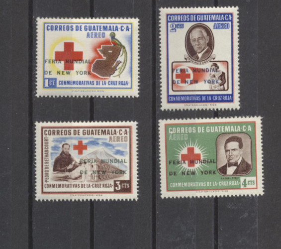 Guatemala 1964 MNH Red Cross Set of  4- overprinted "Feria Mundial de New York"