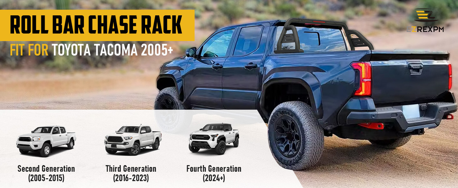 Roll Bar Fits for Toyota Tacoma 2005-2025 with Light Mounting Bracket Heavy Duty