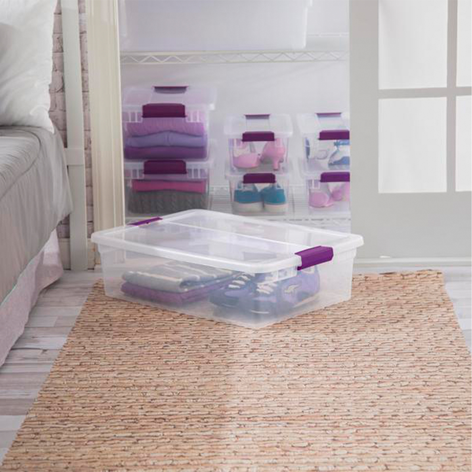 Sterilite 32 Quart Clear View Storage Container Tote w/ Latching Lid, (6 Pack)