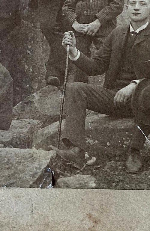 EARLY! CIVIL WAR BATTLE OF GETTYSBURG "DEVIL'S DEN" with VISITOR'S PHOTO c1875