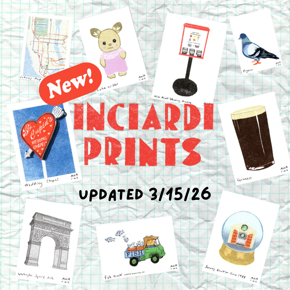 NEW & CHEAPEST – Anastasia Inciardi Mini Prints (Valentines + NYC) Free Ship!