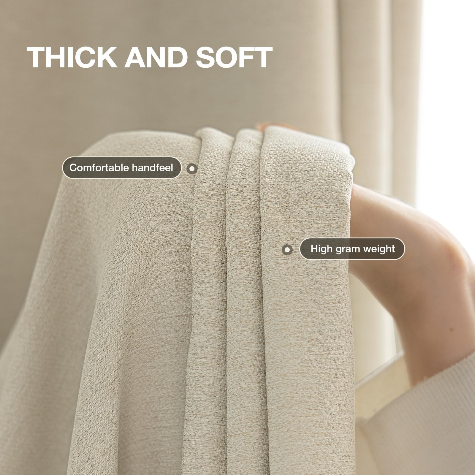 Blackout Curtains 84 Inch Length 2 Panels Set for Living Room, Grommet Linen-...