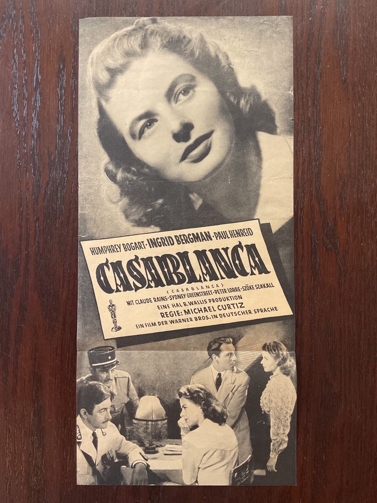 CASABLANCA Original GERMAN Movie HERALD 1952 BERGMAN, BOGART EXTREMELY RARE 7x16
