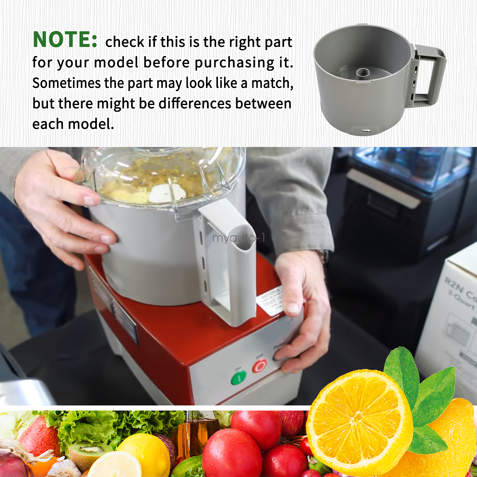 112204S Food Processor Gray Bowl 3 Quart compatible with Robot Coupe R2 3L Gb