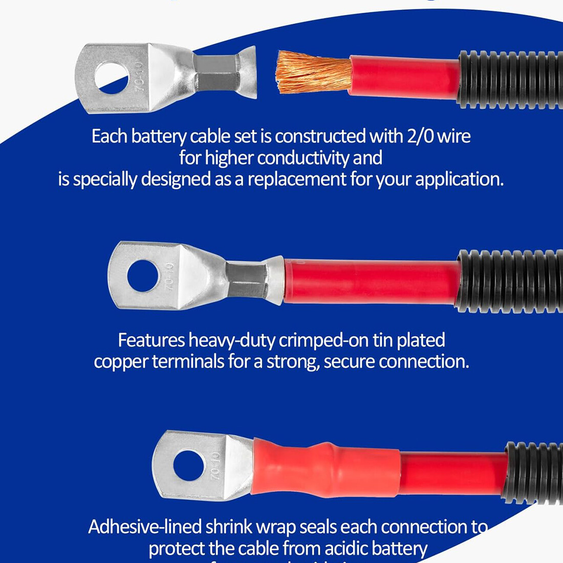 Battery Cables Kit for 2003-2007 Dodge RAM Gen-3 5.9L 24-Valve Cummins Diesel